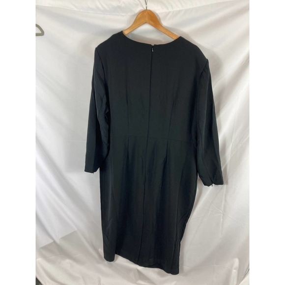 New SERGIO HUDSON  Dress Strong Shoulder Midi A-Line Black plus Size 2X - Picture 4 of 6